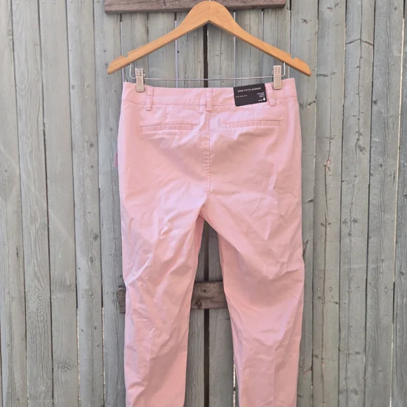Saks Fifth Avenue Mid-Rise Chino Pants NWT – Pink Cotton Casual Work Trousers - Picture 2 of 2